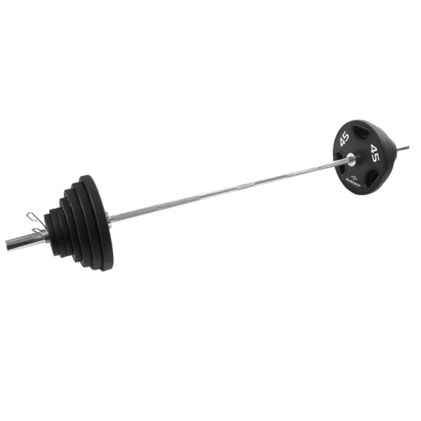 Element Fitness - 300lb Virgin Rubber Olympic Pro Plate Set with ECO Bar Kit